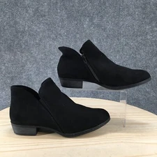 Time And Tru Boots Womens 11 Ankle Bootie Black Side Zip Round Toe Block Heels