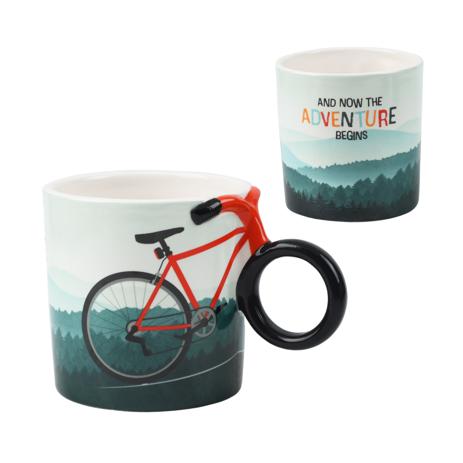 Winkee - Fahrrad Kaffeetasse - Stylische Keramiktasse mit Fahrradgriff - Fahrrad