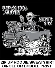 1970-77 OLD SCHOOL MUSCLE HOT ROD RACE BLOWER CAR SKULL ZIP HOODIE SWEATSHIRT O6