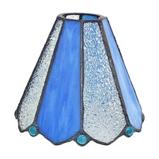 Buntglas-Lampenschirm mit blauen Glaselementen strukturiert f&uuml;r Eingangsbereich