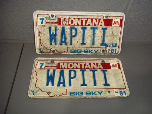 1981 MONTANA VANITY LICENSE PLATE SET WAPITI