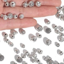 Rondelle Spacer Beads Antique Silver 10-50pcs Jewelry Making