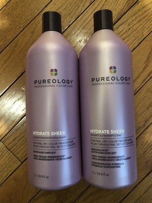 Pureology Hydrate Sheer Shampoo and Conditioner Set 33.8 oz Bottles 1L BRAND NEW