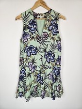 Alice + Olivia - Green Floral Dropped Waist Dress - Size 6