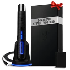 The Beard Struggle Carbon X Heated Beard Brush, Cordless Beard Straightener f...