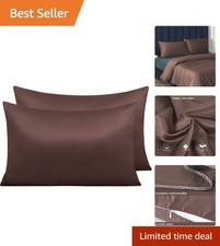 Zippered Satin Pillow Cases for Hair and Skin, Luxury Queen Hidden Zipper Pil...