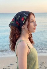 Black Cherry Print Bandana Headband Y2K Coque...