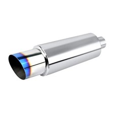 2" Exhaust Muffler, 2" Inlet OD 3" Outlet Stainless 2" Inlet 3" Outlet Blue