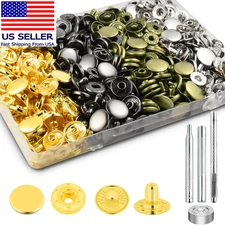 100Sets Snaps Button Kit, 15Mm Leather Snaps Fasteners, Metal Button Press Studs