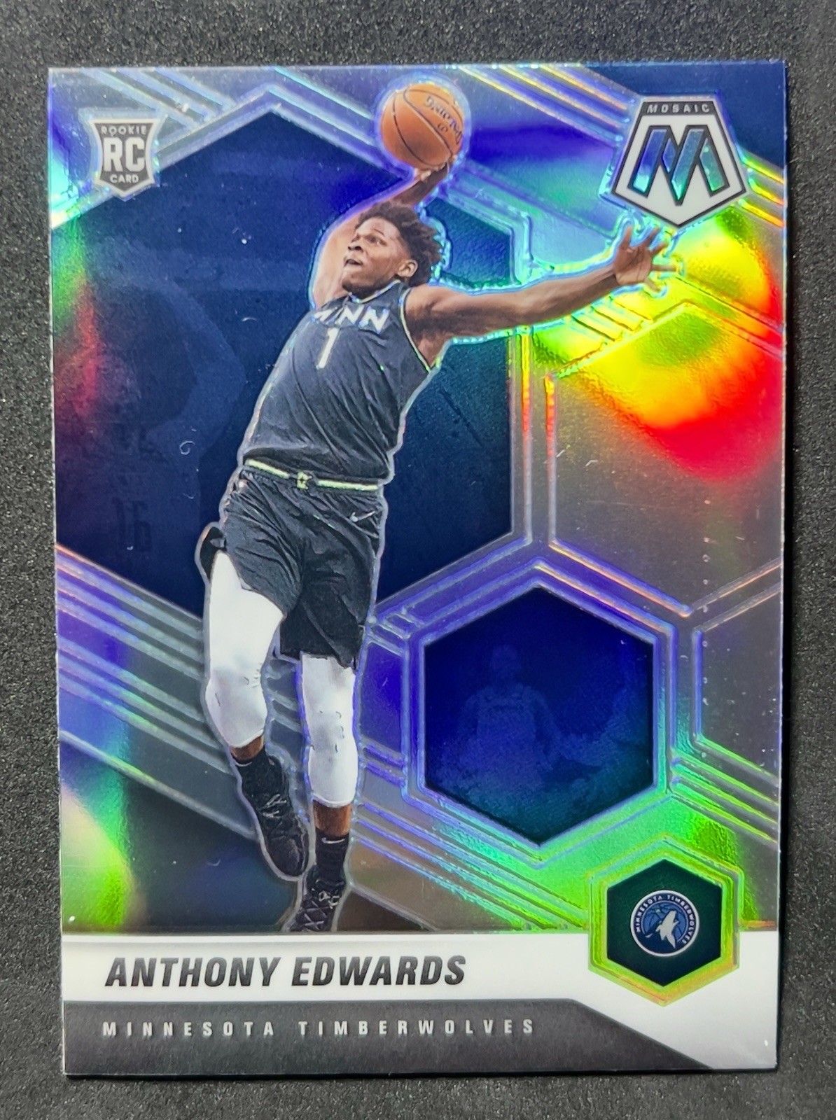 2020-21 Panini Mosaic Anthony Edwards Silver Prizm Rookie RC #201 Timberwolves