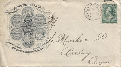 #ad Advertising Cover San Francisco CA Brown Bros Oregon City Cassimere Medals 1887 $84.95