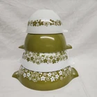 Vintage Pyrex Spring Blossom / Crazy Daisy Nesting Mixing Bowls 441,442,443,444