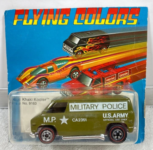 Hot Wheels Redline Minty KHAKI KOOLER VAN FLYING COLORS on Cut Card U.S. Army