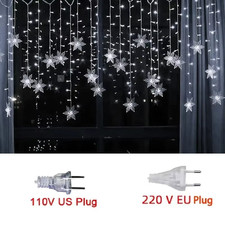 LED Snowflake Fairy String Lights Curtain Window Christmas Party Wedding Decor 