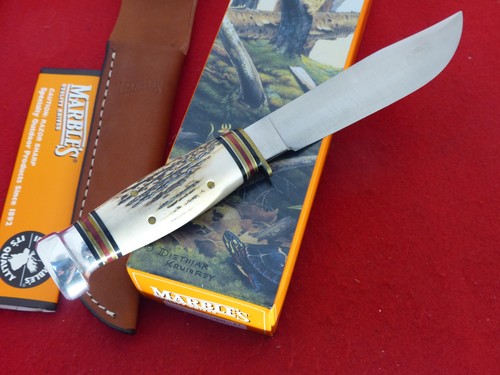 Coltello fodero lama fissa Marbles Gladstone USA Expert II cervo/alluminio come nuovo - Foto 4 di 6