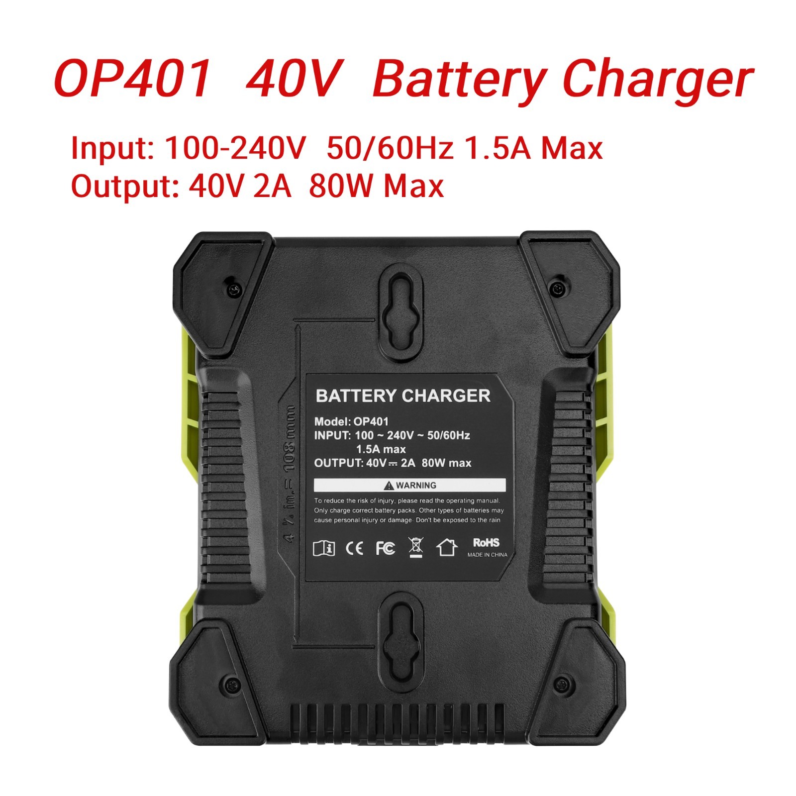 Fast Charger Compatible with Ryobi Leaf Blower 40V Battery  OP4060 OP4075 OP4080