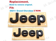Gloss Black Front Hood Rear Tailgate Jeep Emblem 2021 Up Grand Cherokee 2 Row