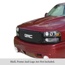 For GMC Sierra 1500 99-02 APG 1-Pc Black 8x6 mm Horizontal Billet Main Grille