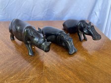 Ebenholz Massiv Flusspferd Warzenschwein Nashorn Tierfigur Afrika Set Skulptur