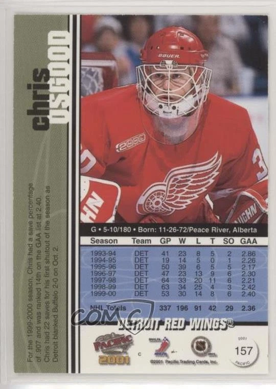2000-01 Pacific Copper /40 Chris Osgood #157 - Image 2 of 2