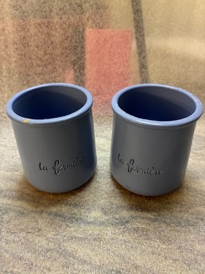 La Fermiere French Periwinkle Terra Cotta Glazed Yogurt Pot Set Of 2
