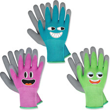 Kids Gardening Gloves for Age 3-12, Toddler Rubber Coated Garden Gloves, Kids Wo