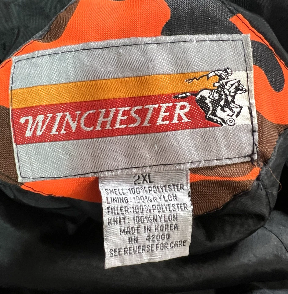 Winchester Insulated Coveralls 2XL Conceal Blaze Orange Camo Hunting - Vintage - Image 2 of 4