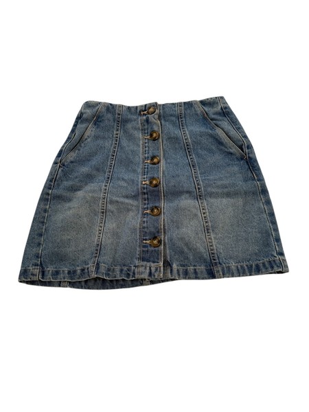 Cotton On Womens Size 8 Blue Button Denim Jean Skirt Good Condition