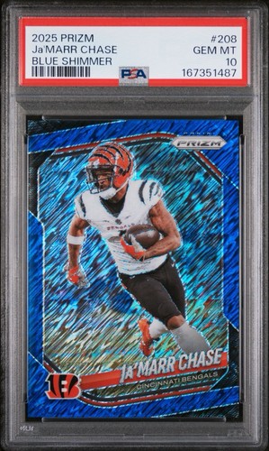 2025 Panini Prizm Ja'Marr Chase Blue Shimmer 19/35 PSA. 10!!!!