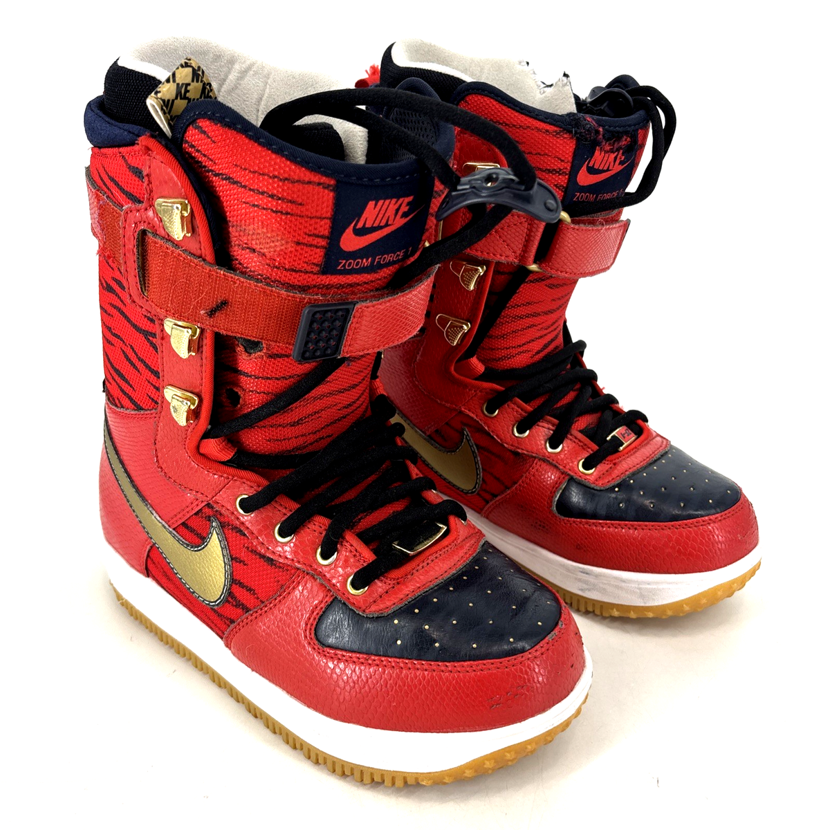 RARE Nike Zoom Force 1 Snowboard Boots 6 Red Tiger Rabbit ZF1