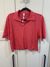 Lululemon Swiftly Tech Relaxed-Fit Polo Shirt Size 8 Cropped Lip Gloss Hot Pink