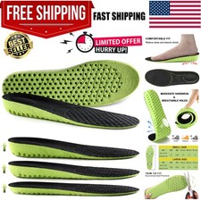 Elastic Shock Absorbing Height Increasing Sports Shoe Insoles, Soft Breathabl...