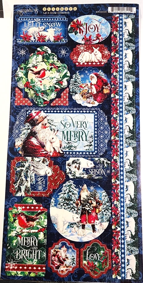Gráfico 45 Colección Let It Snow Lote de 2 Pegatinas 12" Papá Noel Oso Polar Pájaros Foto 2 de 3