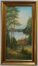 No.1665 Oil Painting Artwork With Frame Picture Painting Oil Painting Forest Nature Lake