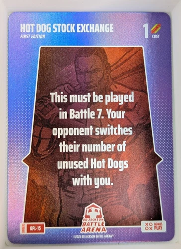 Bo Jackson Battle Arena Update SECRET SSP PLAY CARD BPL-15 HOT DOG STOCK EXCHANG