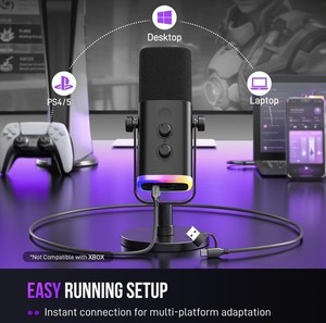 FiFine AM8 XLR USB Microphone dynamique Ampligame noir