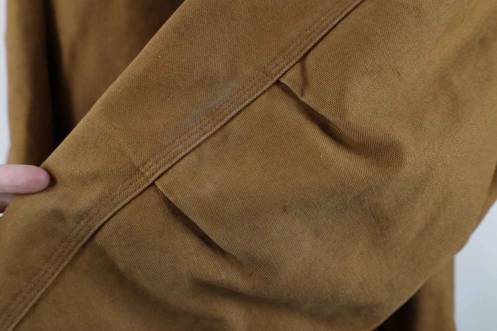 Vintage Mens XL Distressed Owens Corning Quilted Canvas Hooded Work Jacket Brown