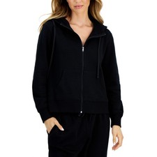 ID Ideology Womens Women's Fleece Jacket Small Deep Black Full-Zip Hood NWT