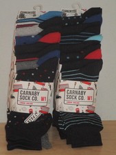 Carnaby Sock Co. W1 -7 Pair Men's Socks US 8-12 Multi Colored Stripes Dots Lot