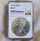 United States Mint 2020 American Silver Eagle $1 1oz .999 Silver NGC MS69