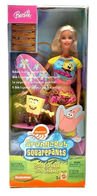 2003 Spongebob Squarepants Surfer Barbie Puppe mit Figur  / Mattel C3117, NrfB