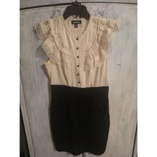 Bebe Vintage Lace Dress Sm Black Y2K Cottage Core Ruffled Feminine