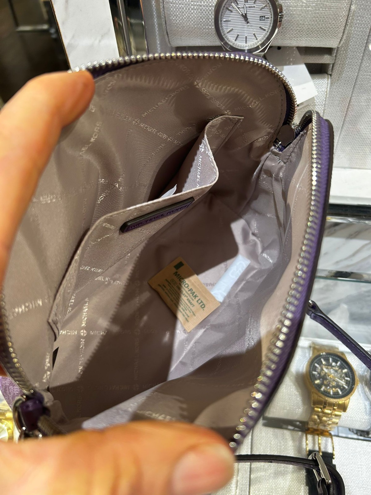 Michael Kors Jet Set Women Dome Crossbody Bag +Double Zip Wallet Set Dark Purple thumbnail 12