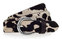 Tamaris 30Mm Fur Leather Belt W80 GüRtel Black - White Schwarz Weiß Neu