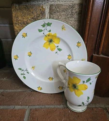 VINTAGE ROYAL VICTORIA FINE BONE CHINA SALAD PLATE & PEDESTAL CUP DOGWOOD