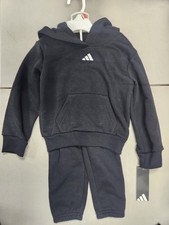 Unisex Girl Boy Adidas Sweatsuit Pants Logo Hoodie Set Black 3T NWT