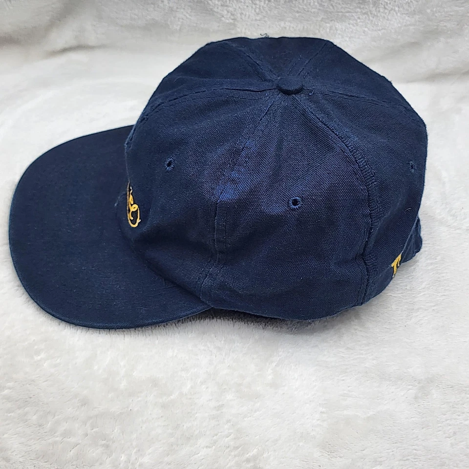 Gorra camel con correa trasera azul marino bordado logotipo publicidad algodón para hombre Foto 4 de 4