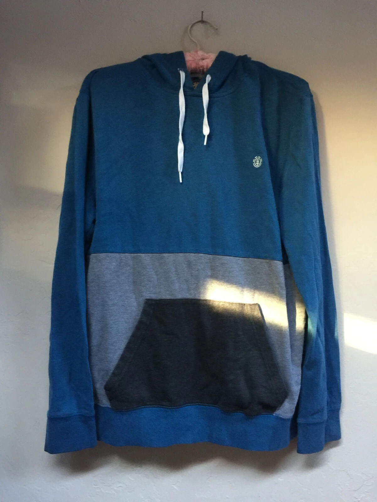 Element Mens Small Blue Gray Colorblock Athletic Hoodie Sweater Pullover Outdoor
