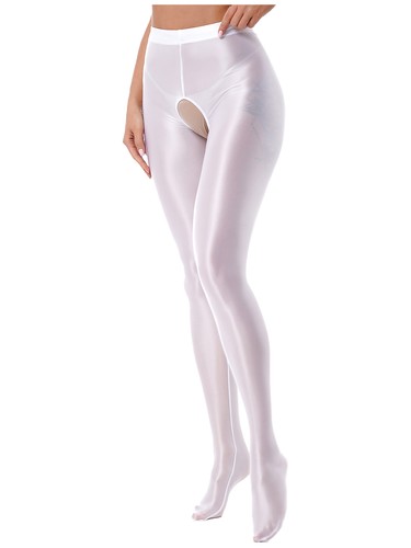 Collant donna alto elasticizzato lucido olio collant traslucido calza sexy scintillante - Foto 19 di 117
