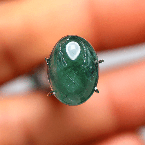 7.10 Cts Natural Green Tourmaline Untreated 12.8mmx9.4mm Oval Cabochon Gemstone